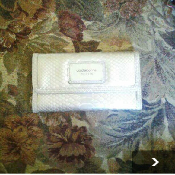 SOLD- New Liz Claiborne silver snakeskin wallet