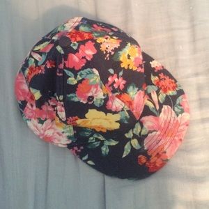 A floral cap w/ a no curve front