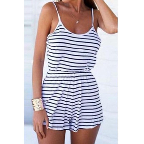 Dresses & Skirts - Blue and White Striped Romper