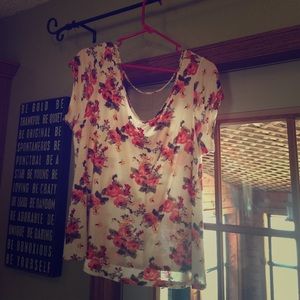 Forever 21+ floral open back lightweight shirt