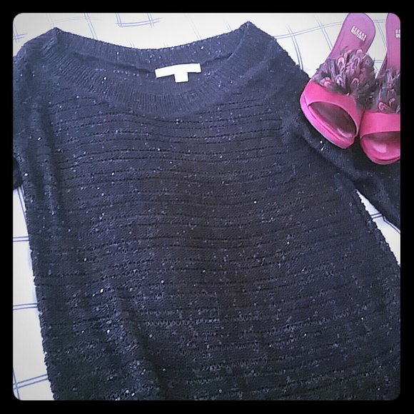 Black Sequin Boston Proper Sweater