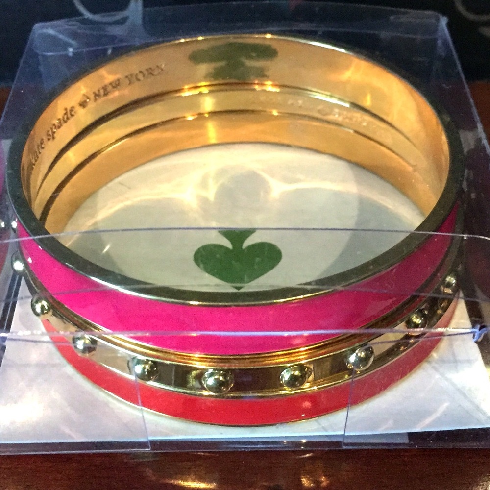 NWT Kate Spade Bangle Set; Red, Pink, Gold