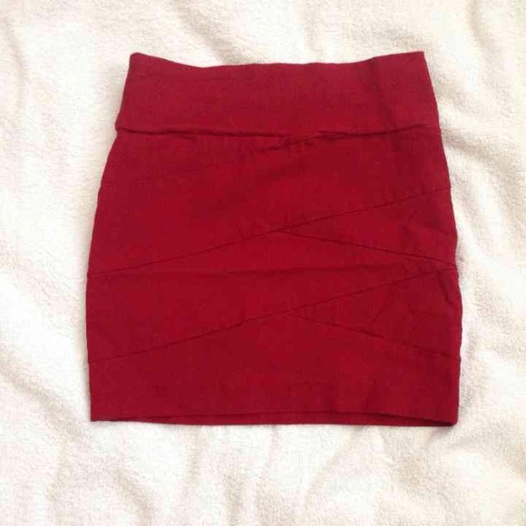 Bright red skirt.