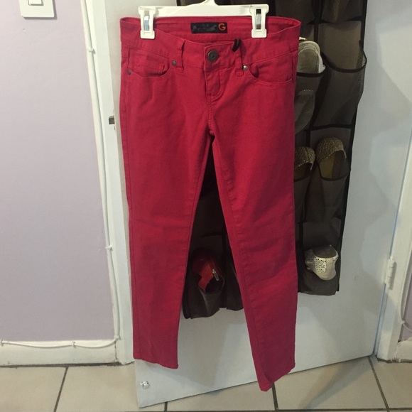 They're are fuchsia skinny jeans from G by Guess