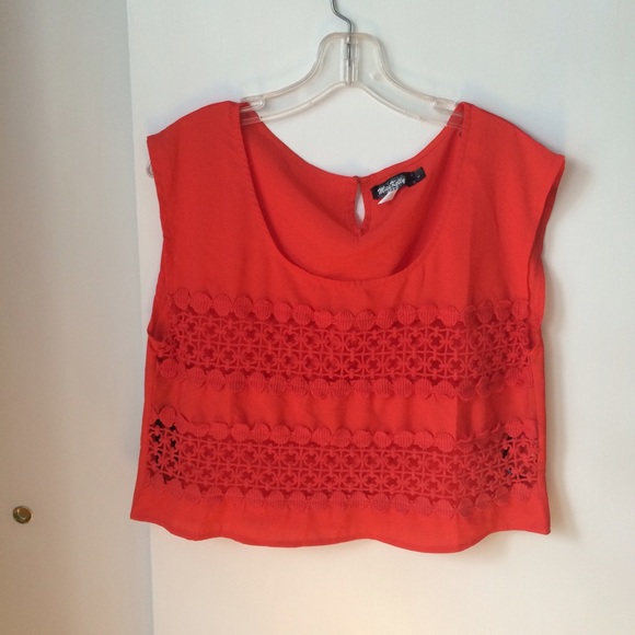 Tobi orange cutout crop top