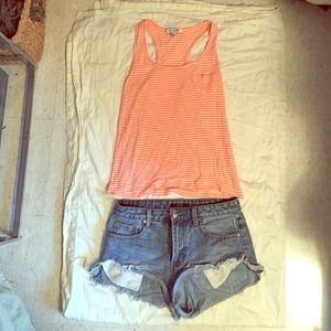 Forever 21 Orange striped razor-back tank
