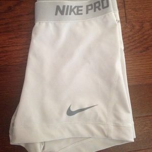 White nike pro compression shorts