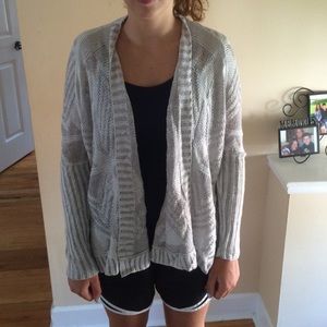 Grey and White Tribal Patterned Cardigan