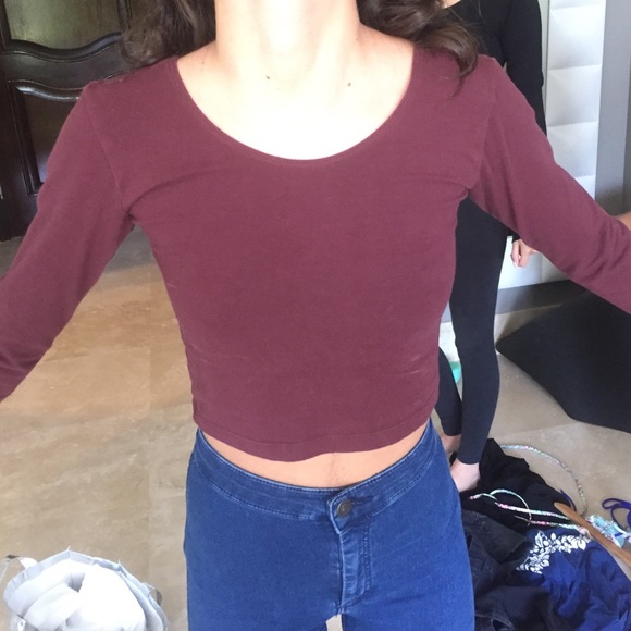 tight maroon crop top