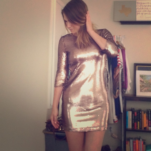5|48 Bronze Gold Sequin Party Dress