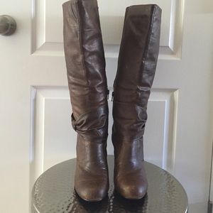Brown Knee High Wide Calf Boots