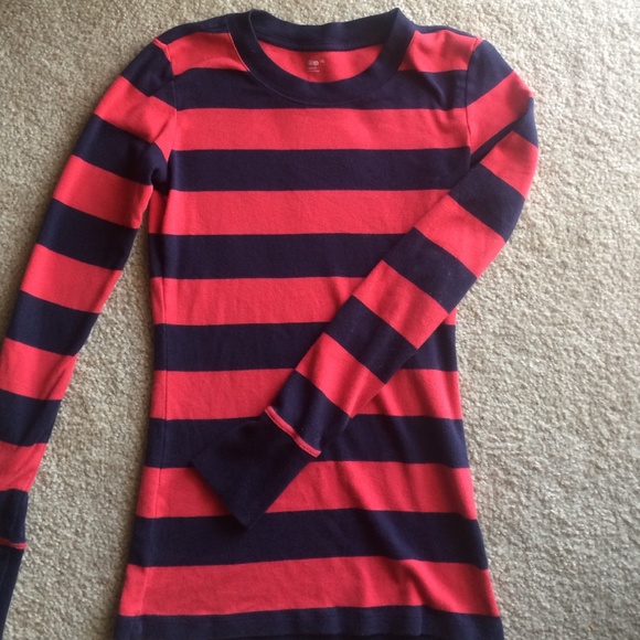 Red and navy stripes shirt
