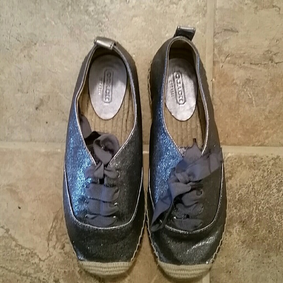 Coach Shoes - Coach silver espridrilles sz 8 Nwob last call!!!
