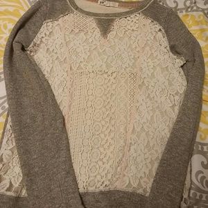 Sweater with lace on the front