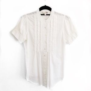 Joie Short Sleeve White Cotton Blouse Size Small