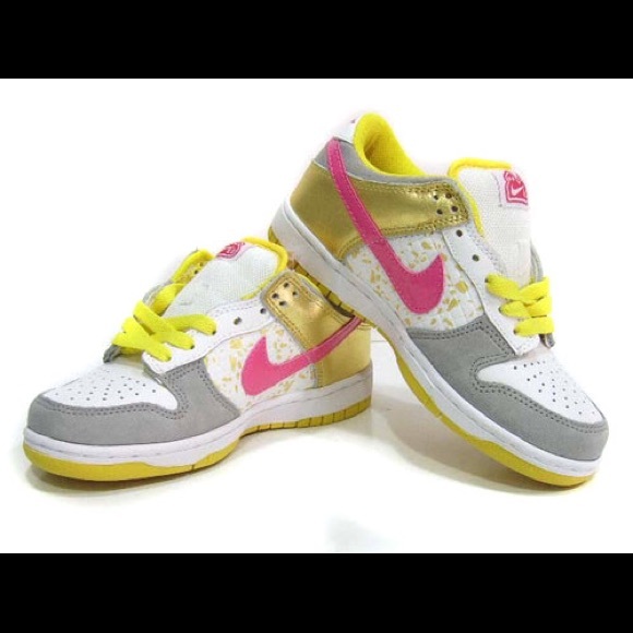 Nike Women's Dunk Low - Gray, Gold, Pink, Yellow