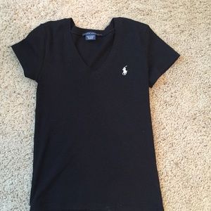 Solid Black Ralph Lauren Polo V-Neck Shirt