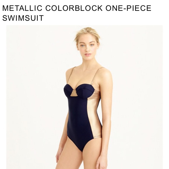 Metallic colorblock one-piece swimsuit