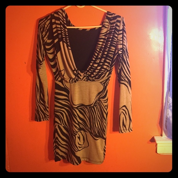 Black & Grey Striped Longsleeve Mini Dress