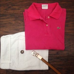 Hot pink Lacoste polo w/ a bonus gift!