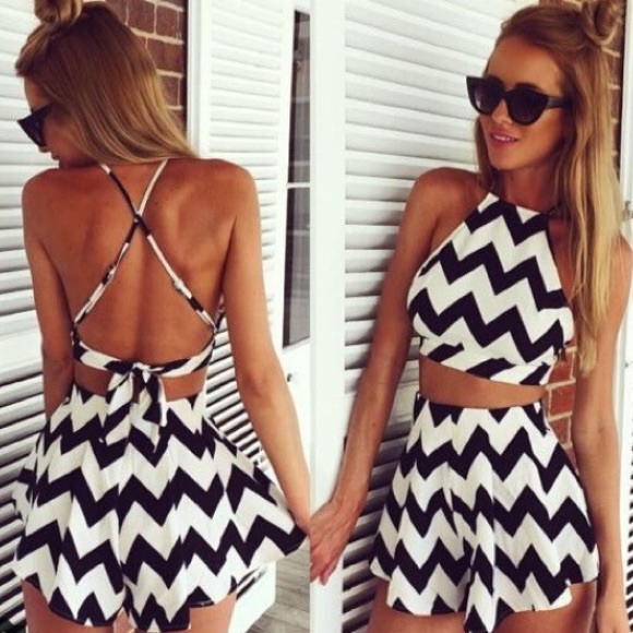 Two Piece Midi Chevron Romper