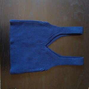 Blue Ribbed Crop Top