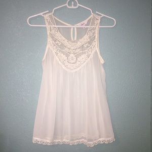 Lace detailed chiffon top