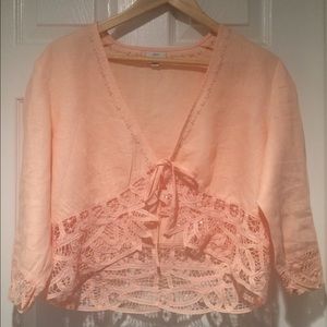 J Jill Linen tie front Bolero/Jacket