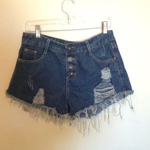 High wasted button up jean shorts never worn