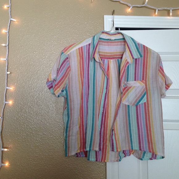 H&M cropped rainbow striped top!