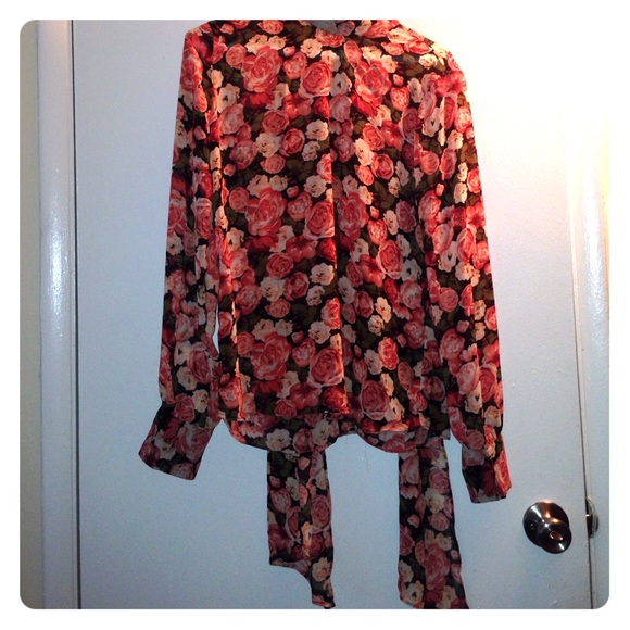See thru floral blouse