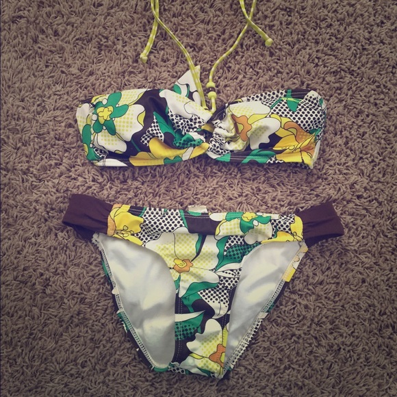 Floral print two piece swimsuit