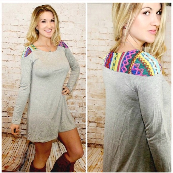 CLEARANCE 🆕 Embroidered Back/Shoulder Tunic Dress