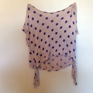 Soft tee with blue poka dots