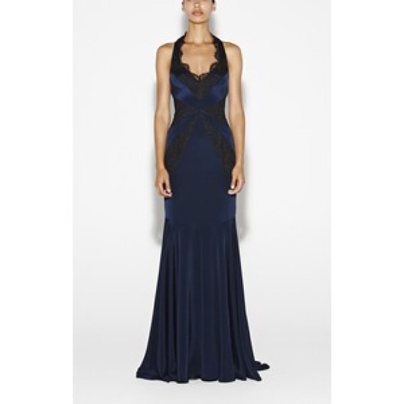 nicole miller navy blue dress Shirred Front Sleeveless Satin Dress
