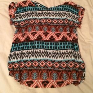 Tribal print top, crisscross back