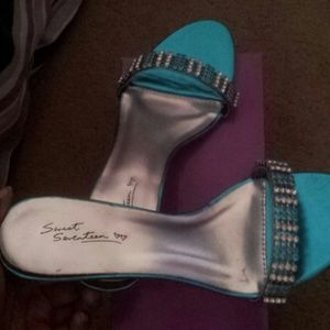 Very cute rhinestone turquoise shoes