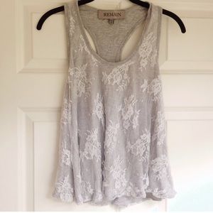 Remain lace gray tank top