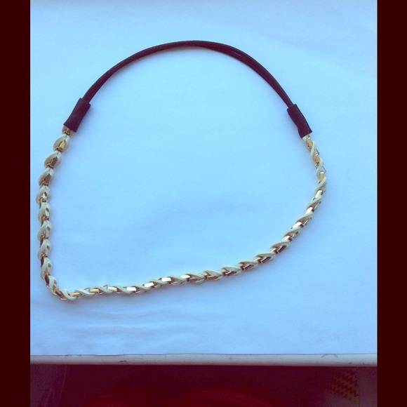 Braided chain headband with elastic. - Picture 1 of 3