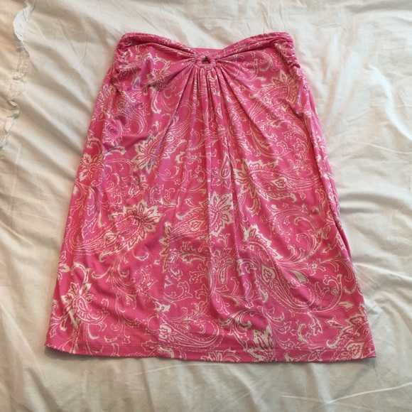 Strapless pink and white dress