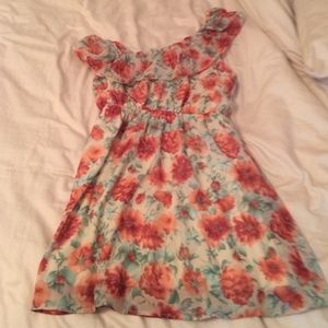 Floral one-shoulder dress, elastic waist