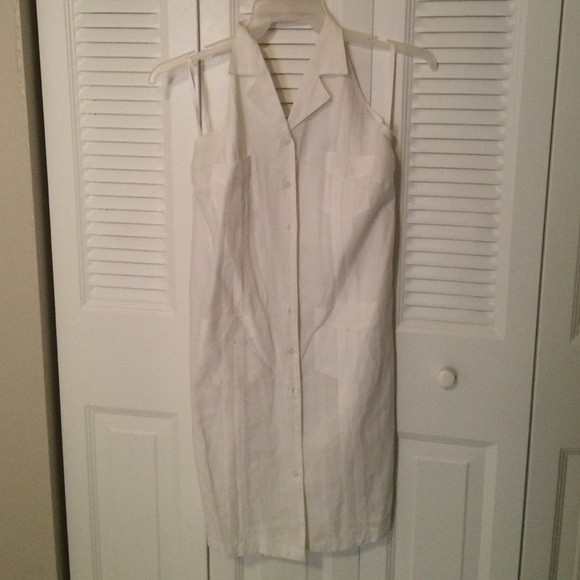 White guayabera halter dress