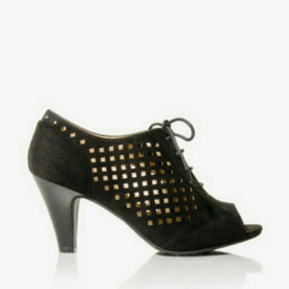 Forever 21 Shoes - F21 Perforated Cut-Out Peep-toe bootie heel