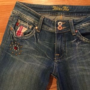 Miss me jeans with plaid accents and jewels 👖✨