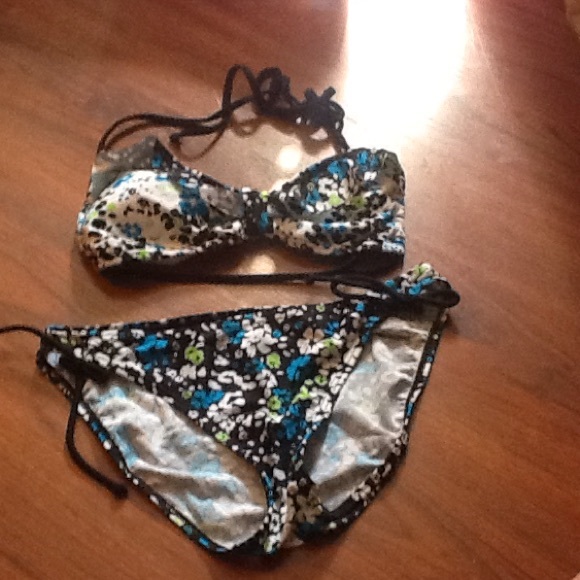 Turquoise, Black and White Bikini