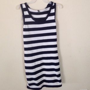 Blue and white stripped body con sweater dress