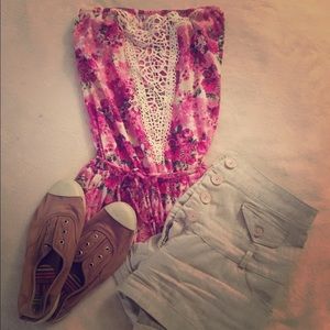 Strapless floral top