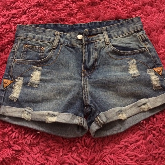 High waisted jean shorts