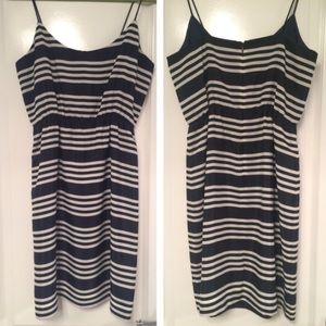 Navy blue and white striped J Crew Dress.