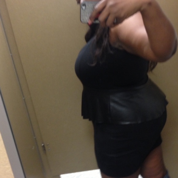 Dresses & Skirts - Sexy little black dress with faux leather peplum